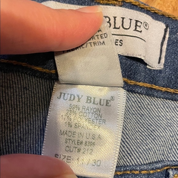 Judy Blue women’s 30 11 jeans flare blue stretch high rise frayed hems boutique - Picture 6 of 7